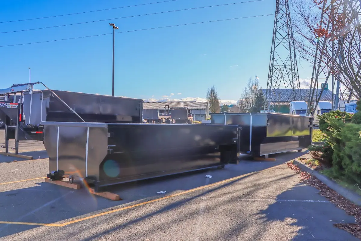 Roll-off dumpster ready for waste disposal at job site for 12 Yard Dumpster Rental in Thomson